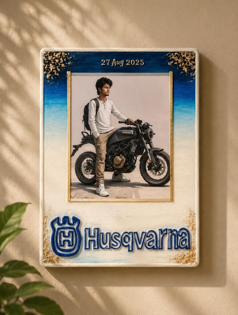 Bike Resin Art Frame, handmade by Shree Art Studio