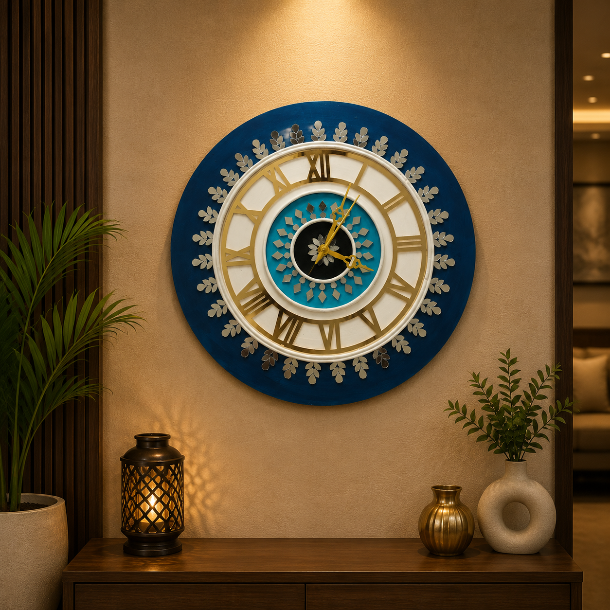 Evil Eye Wall Lippan Art Clock, handmade by Shree Art Studio