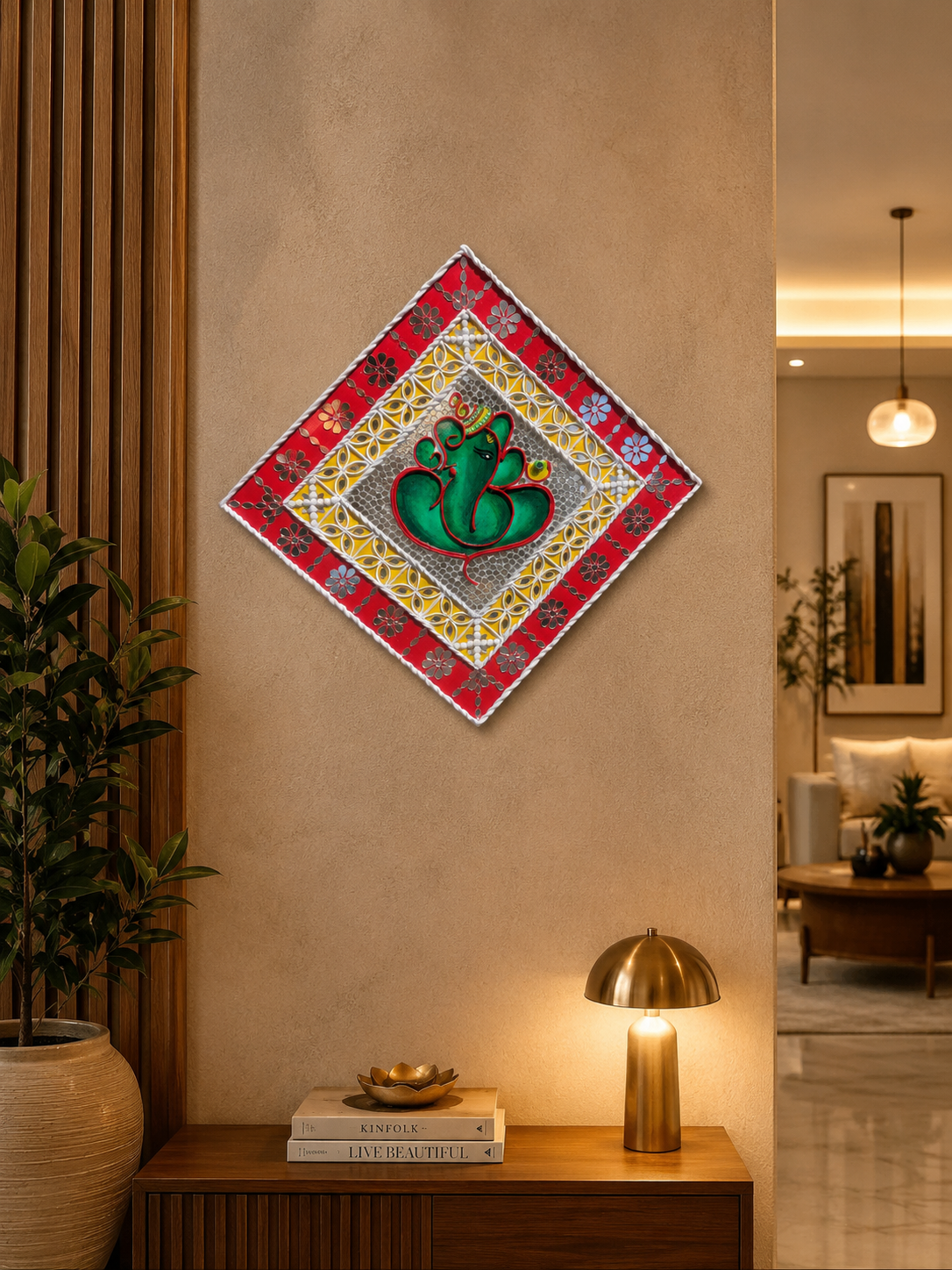 Ganpati Lippan Art Wall Frame, handmade by Shree Art Studio