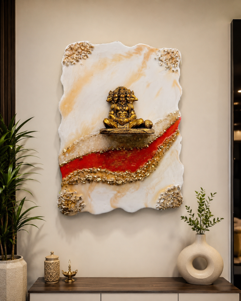 Panchmukhi Hanuman Resin Art Frame, handmade by Shree Art Studio