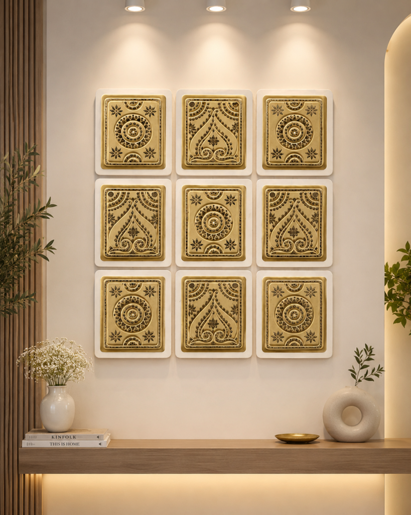 Yellow Lippan Art Home Decor, handmade by Shree Art Studio