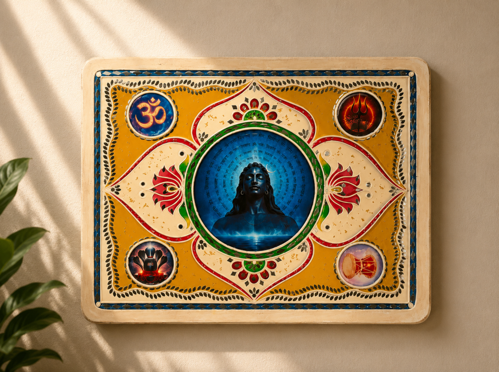Adiyogi Resin Lippan Art Frame, handmade by Shree Art Studio