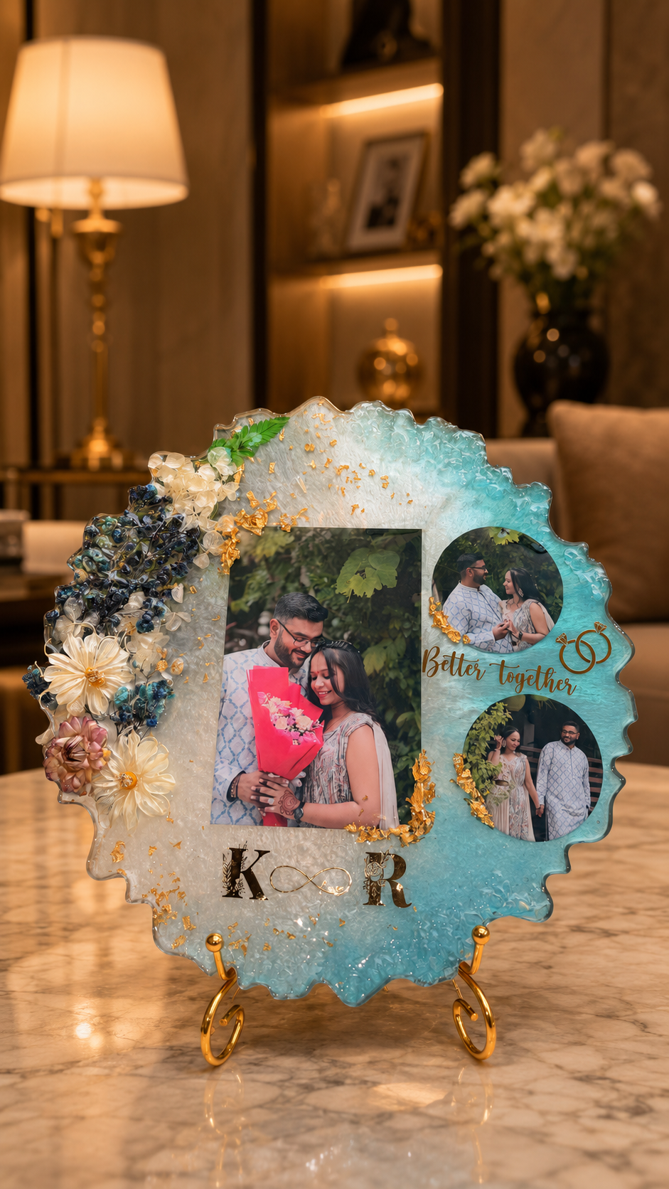 Personalised Initials Resin Gift Frame, handmade by Shree Art Studio