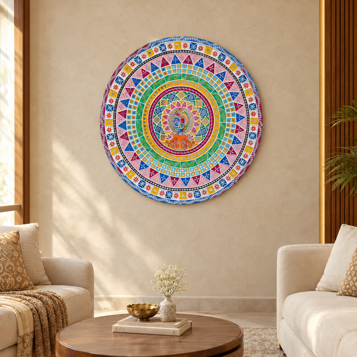 Peacock Lippan Art Wall Decor, handmade by Shree Art Studio