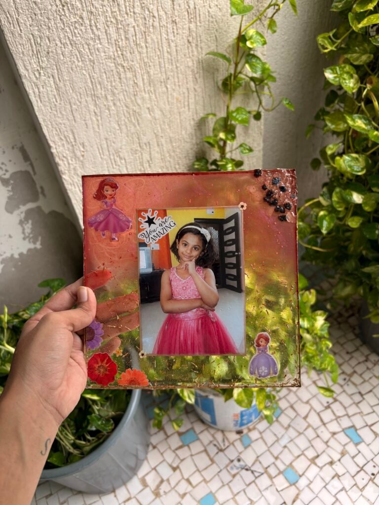 Personalised brother sister resin photo frame, handmade 10 inch