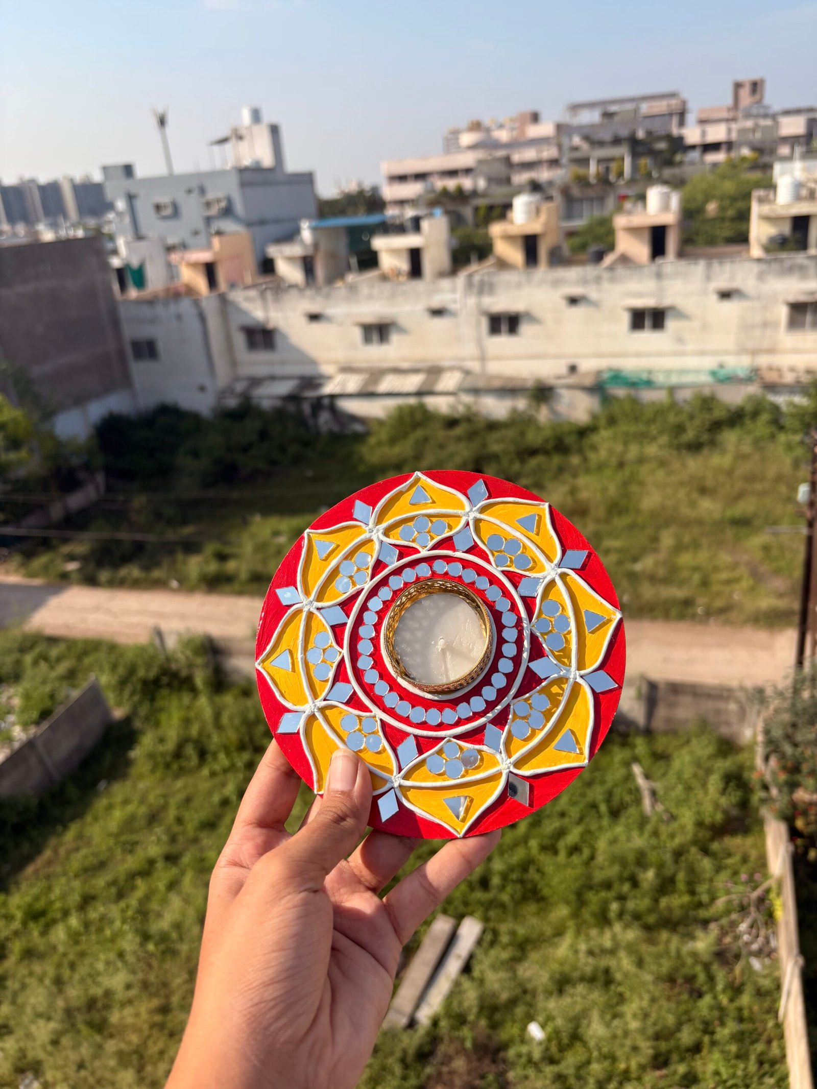 Lippan Art T-light Coaster, handmade by Shree Art Studio